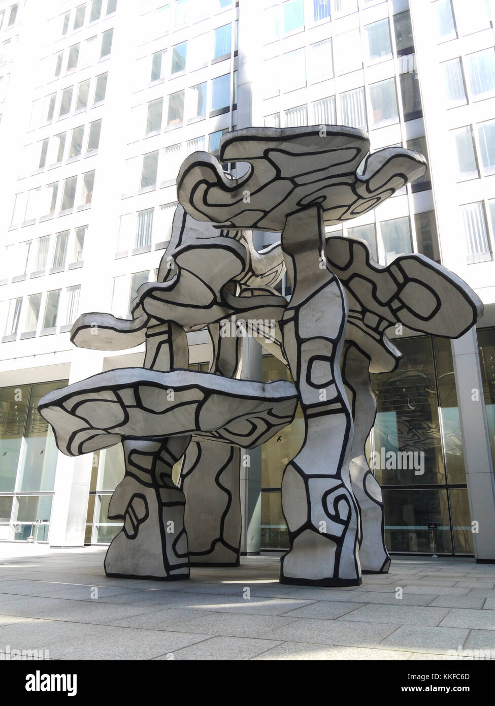 Group of Four Trees, a forty foot sculpture by Jean Dubuffet which was installed at the Chase Manhattan Bank Plaza in lower Manhattan in 1972.  The pi Stock Photo