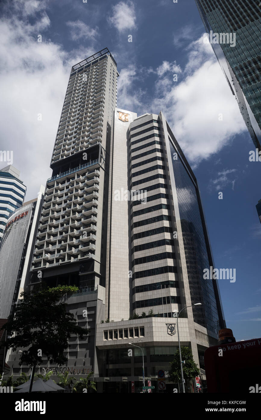 The skyline of modern Singapore photographed in July 2017 Stock Photo