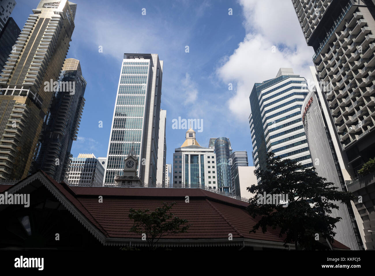 The skyline of modern Singapore photographed in July 2017 Stock Photo