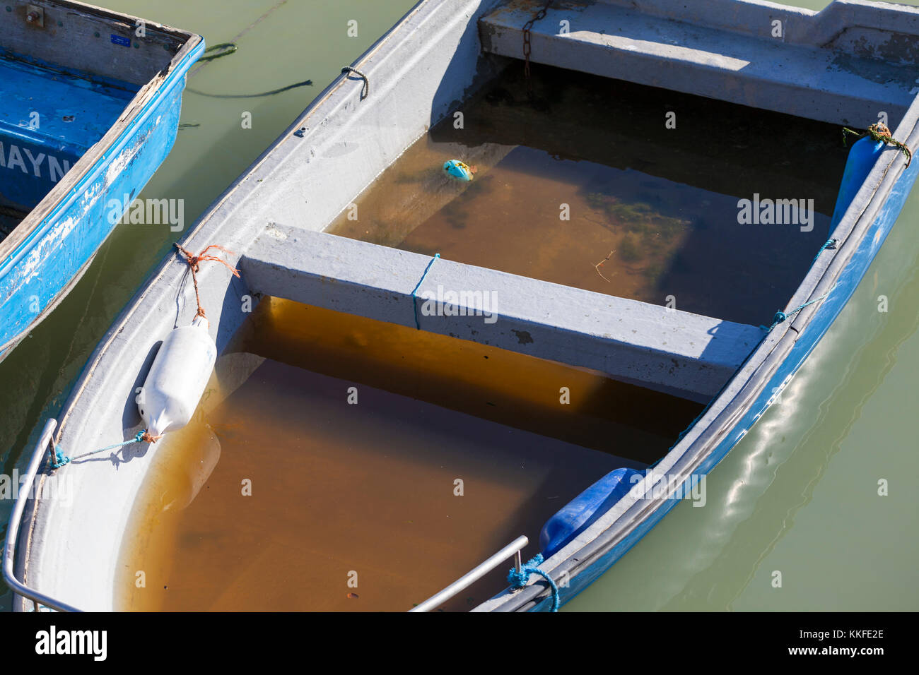 Sunken rowing boat, folkestone harbour, kent, uk Stock Photo Alamy