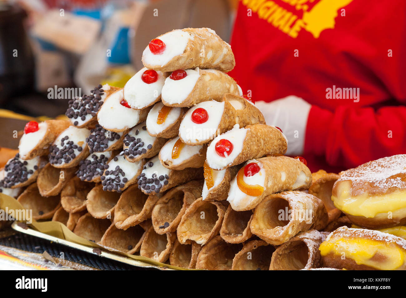 Traditional Sicilian Cannoli Filled With Creamy Ricotta On A