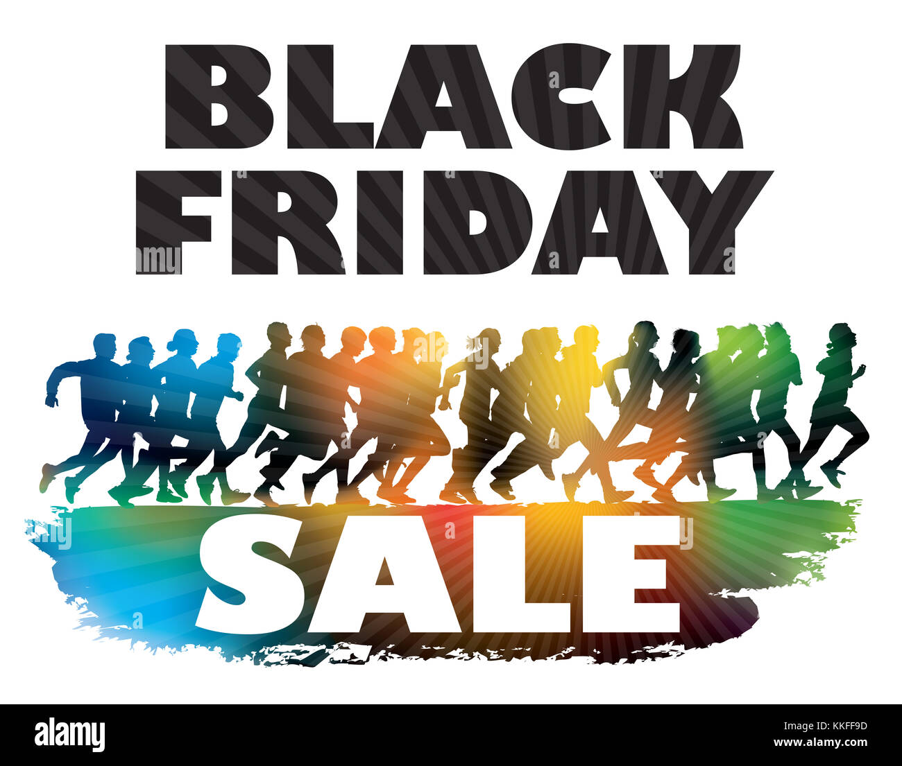 Black Crowd of running People are running for Black  Friday's sale Stock Photo Alamy