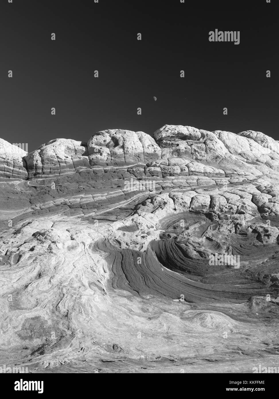 Low-angle view of the rock detail at White Pocket, Paria Plateau, Vermilion Cliffs National Monument, Arizona. Stock Photo