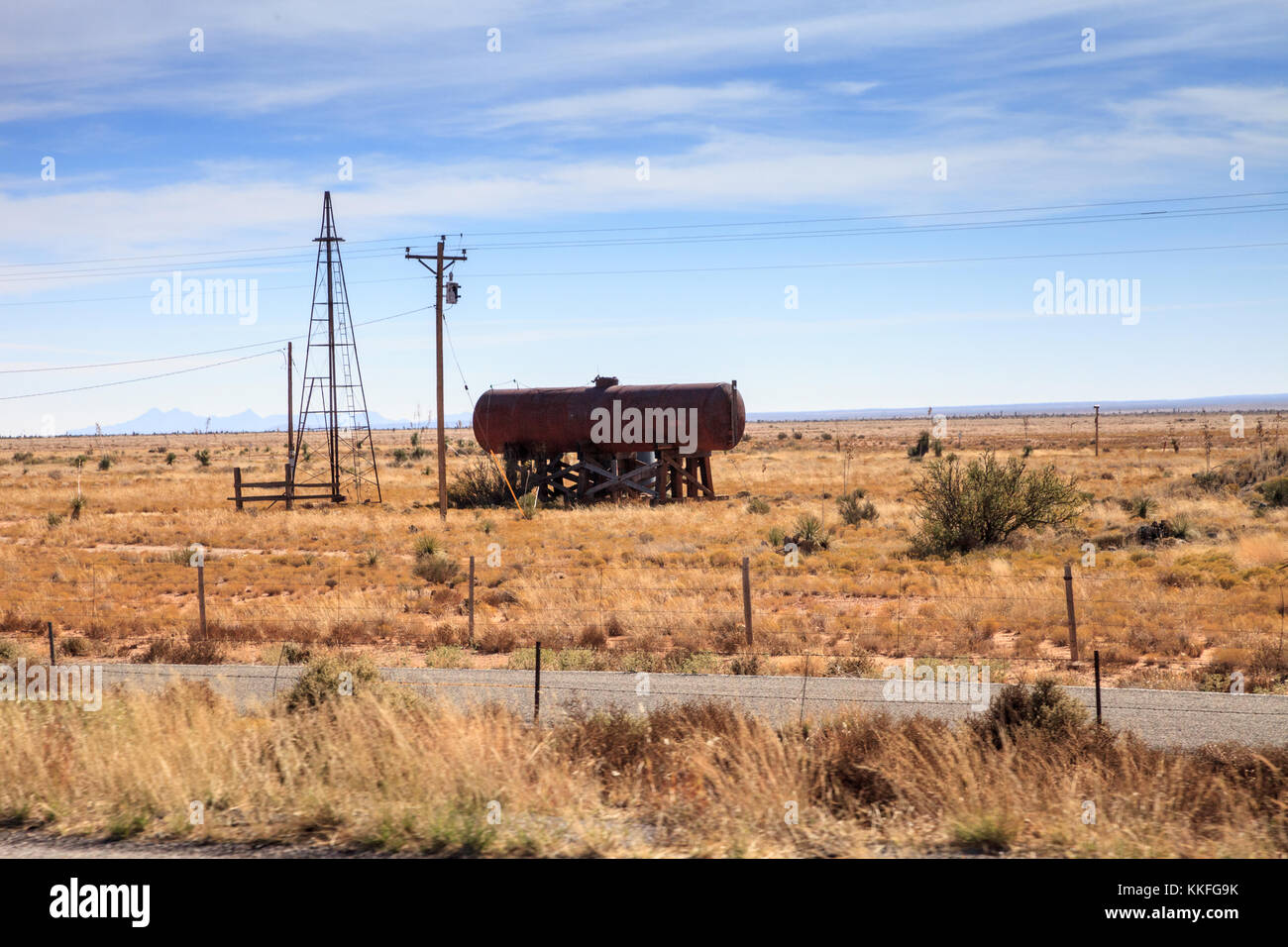 Rusty Old Propane Or Oil Tank In The Desert Of Truth Or Consequences 