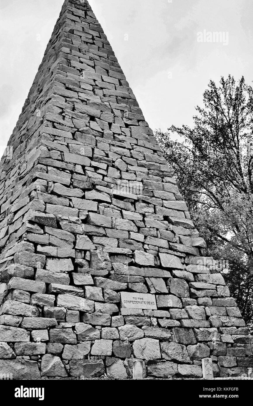 Pyramid of stones dedicated to the Confederate dead. Stock Photo