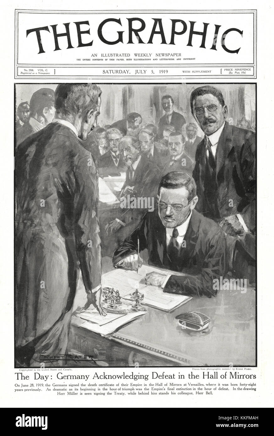 1919 The Graphic Signing of the Treaty of Versailles Stock Photo