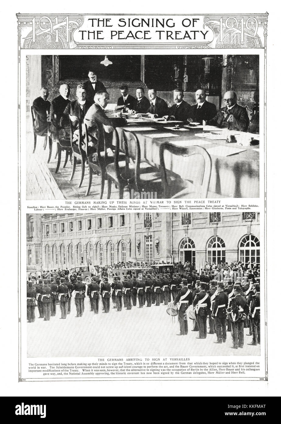 1919 The Graphic Signing of the Treaty of Versailles Stock Photo