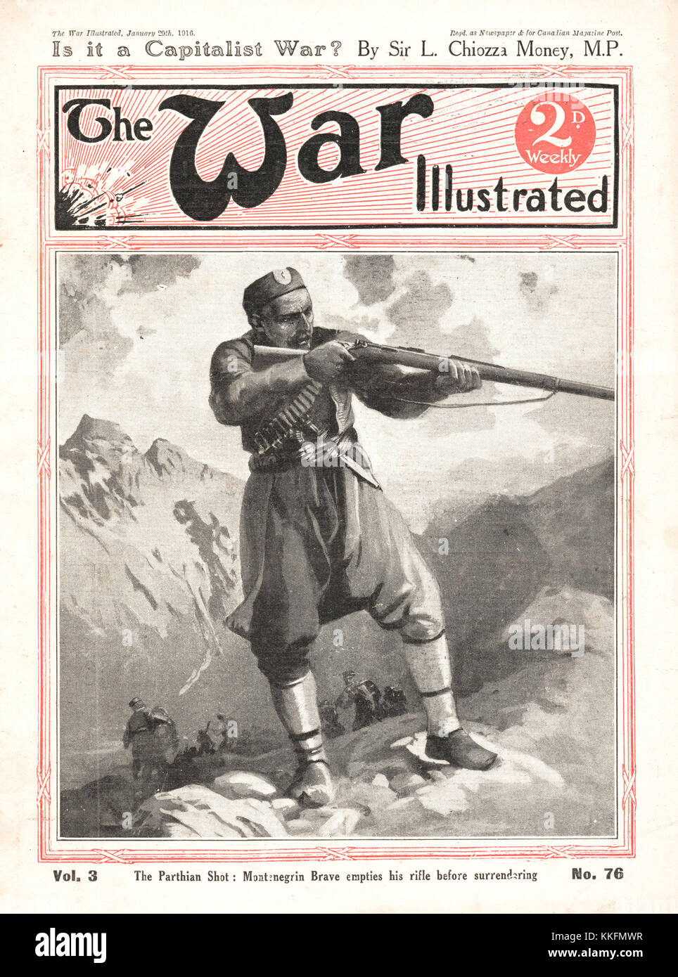 1916 War Illustrated Montenegrin Soldier Stock Photo
