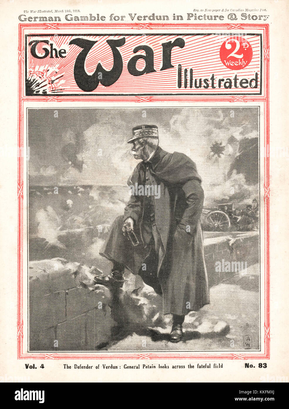 1916 War Illustrated General Petain on Western Front Stock Photo