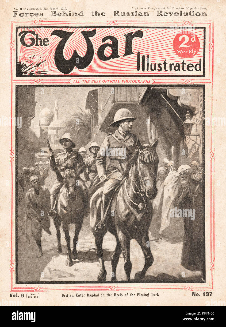1917 War Illustrated  British Forces Enter Baghdad Stock Photo