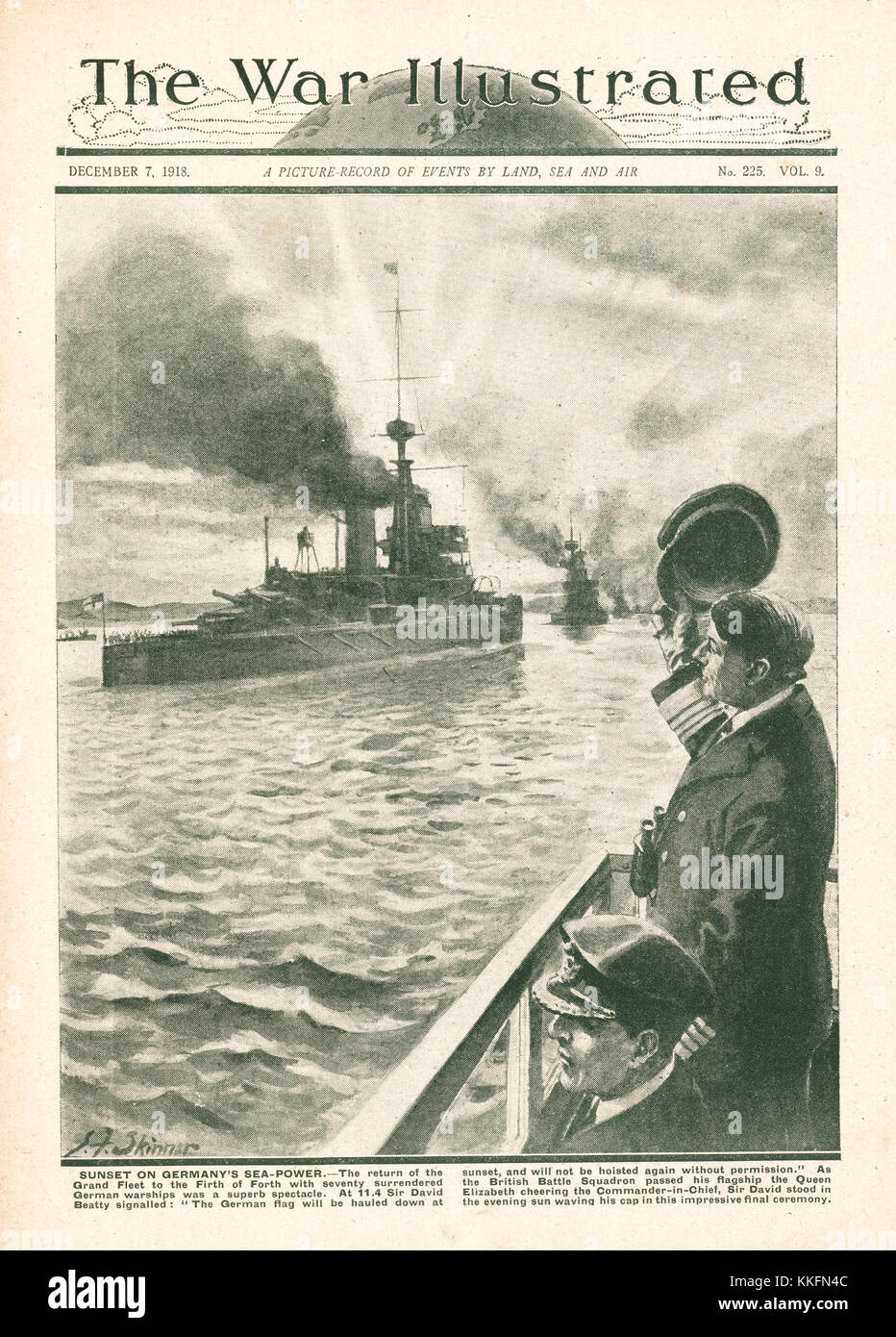 1918 War Illustrated Surrender of German High Seas Fleet Stock Photo