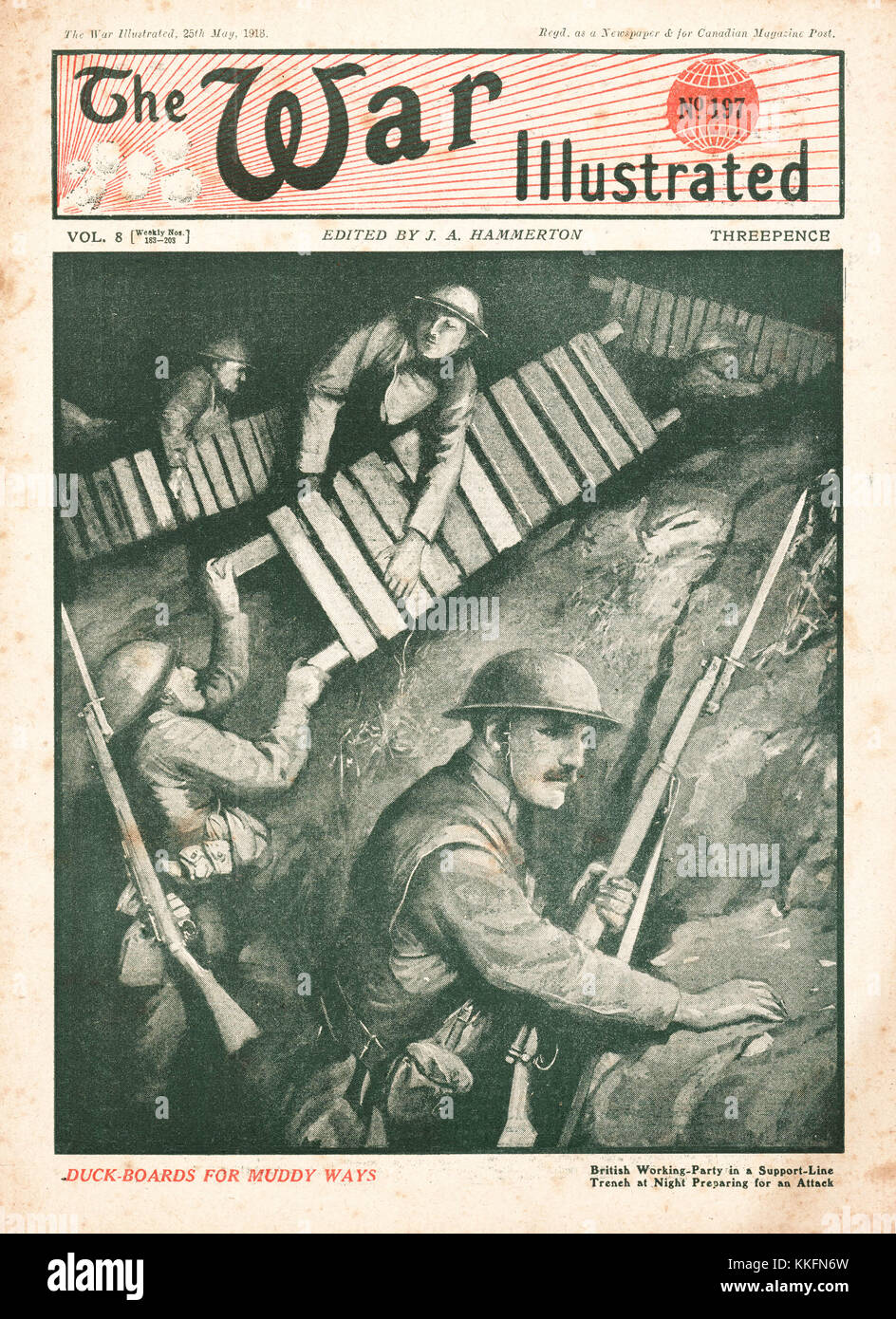 1918 War Illustrated Preparing for the attack in a trench Stock Photo