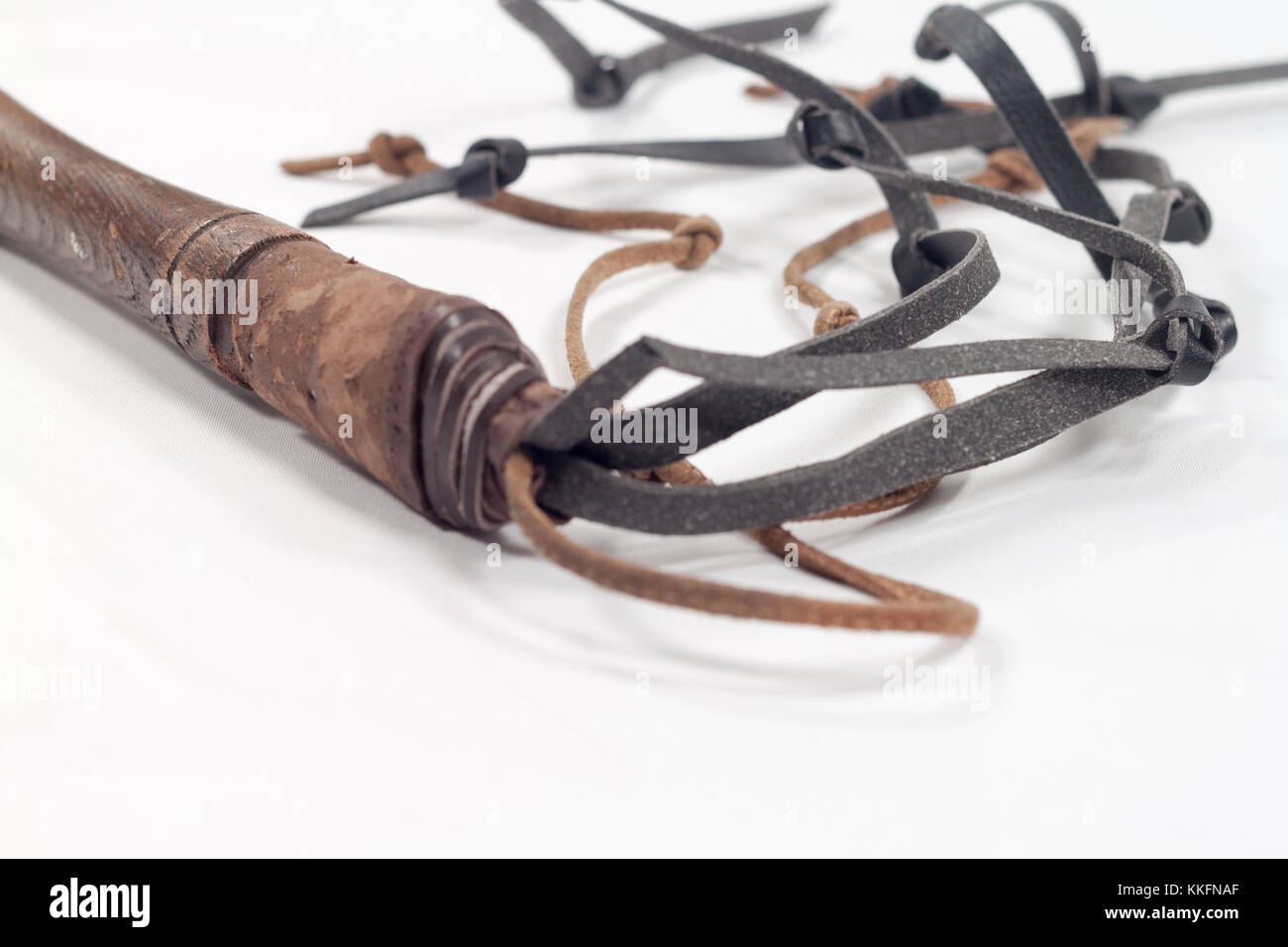 Cat-o-Nine-Tails Whip as used to torture Jesus Christ in the Easter Passion Story before his Crucifixion Stock Photo