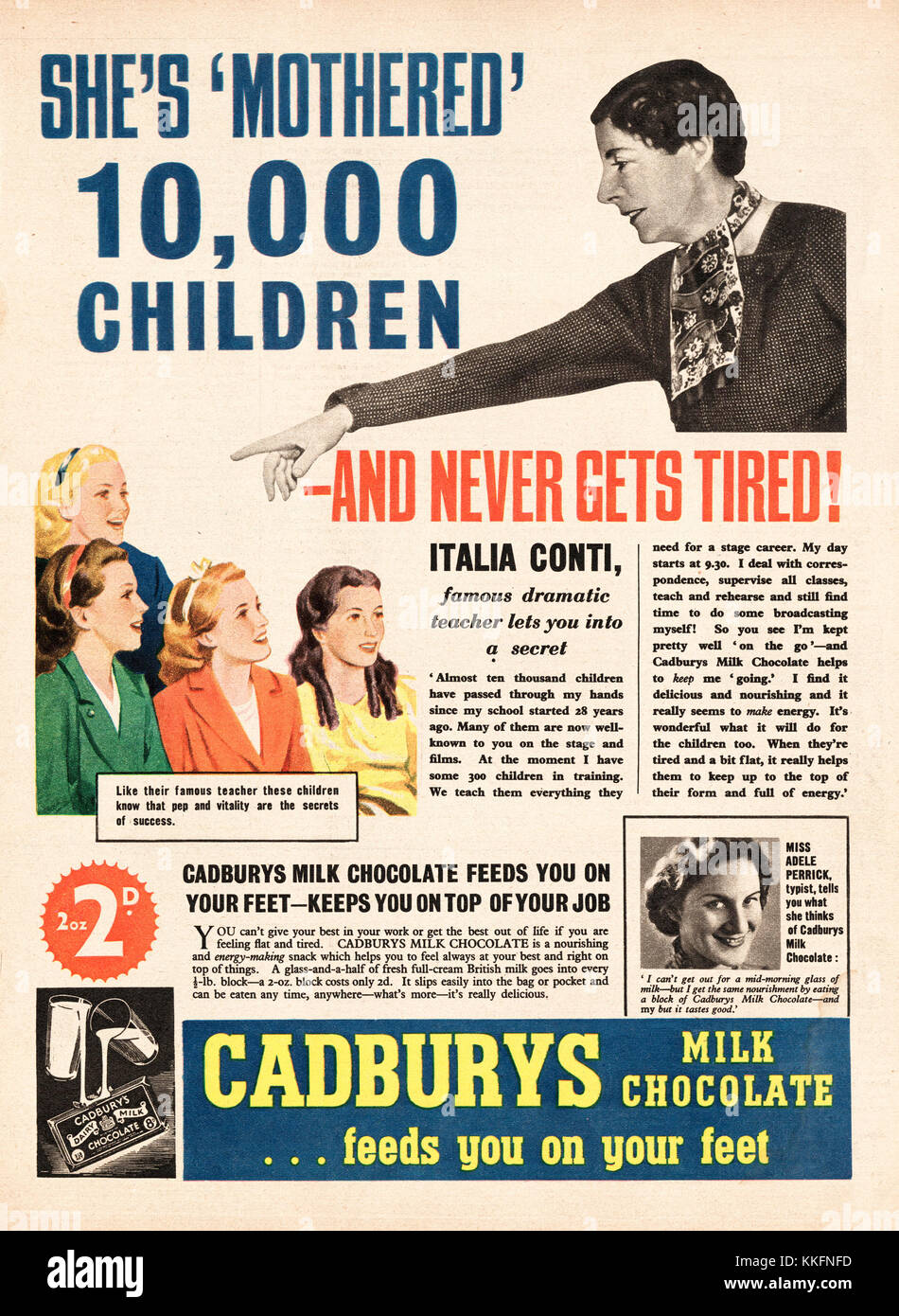 1939 UK Magazine Cadburys Milk Chocolate Advert Stock Photo