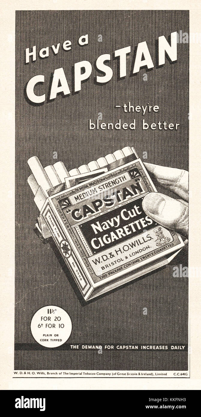 1939 UK Magazine Capstan Cigarette Advert Stock Photo Alamy