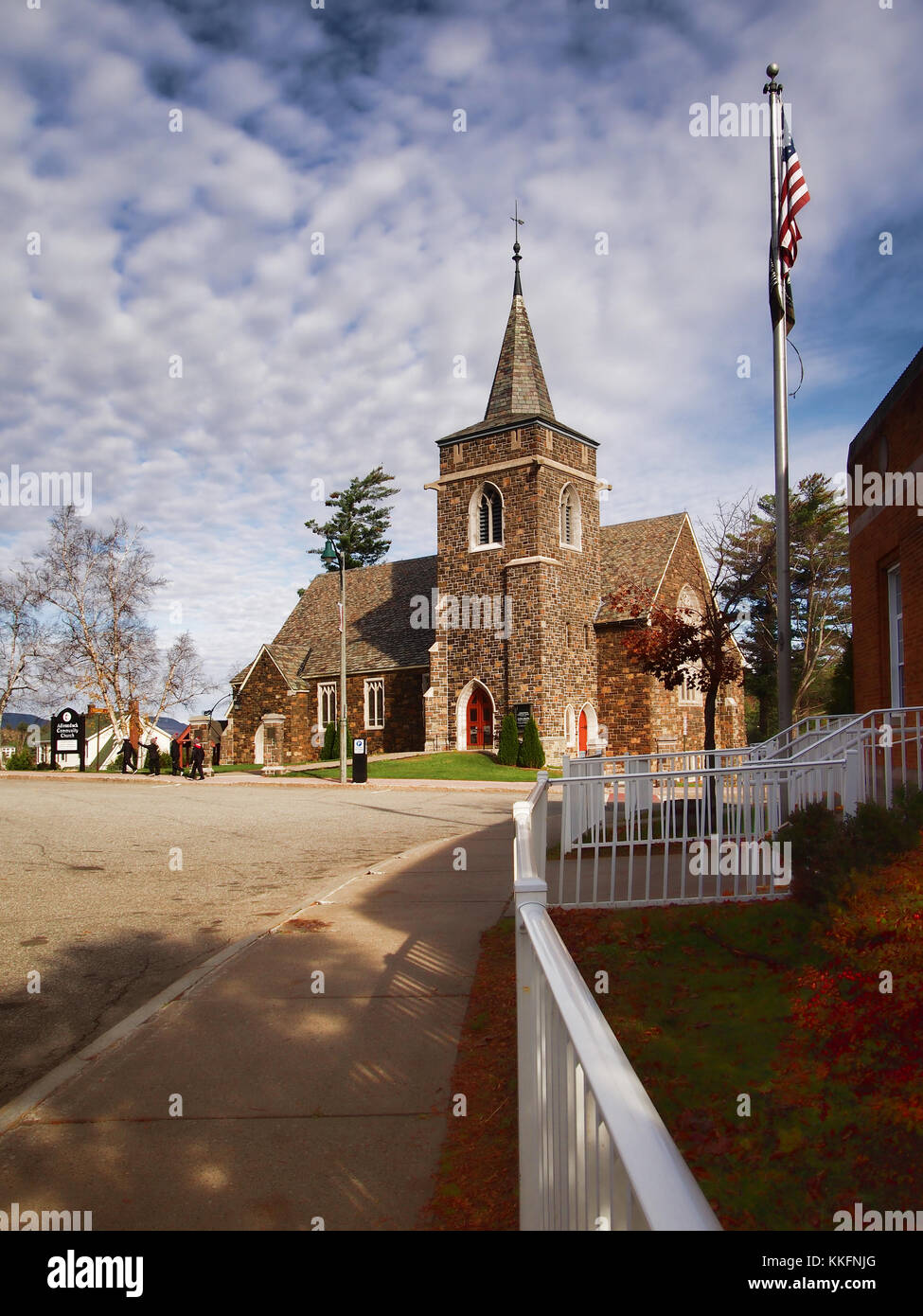 Lake Placid, New York, USA. November 4 , 2017. Walking up Main Street