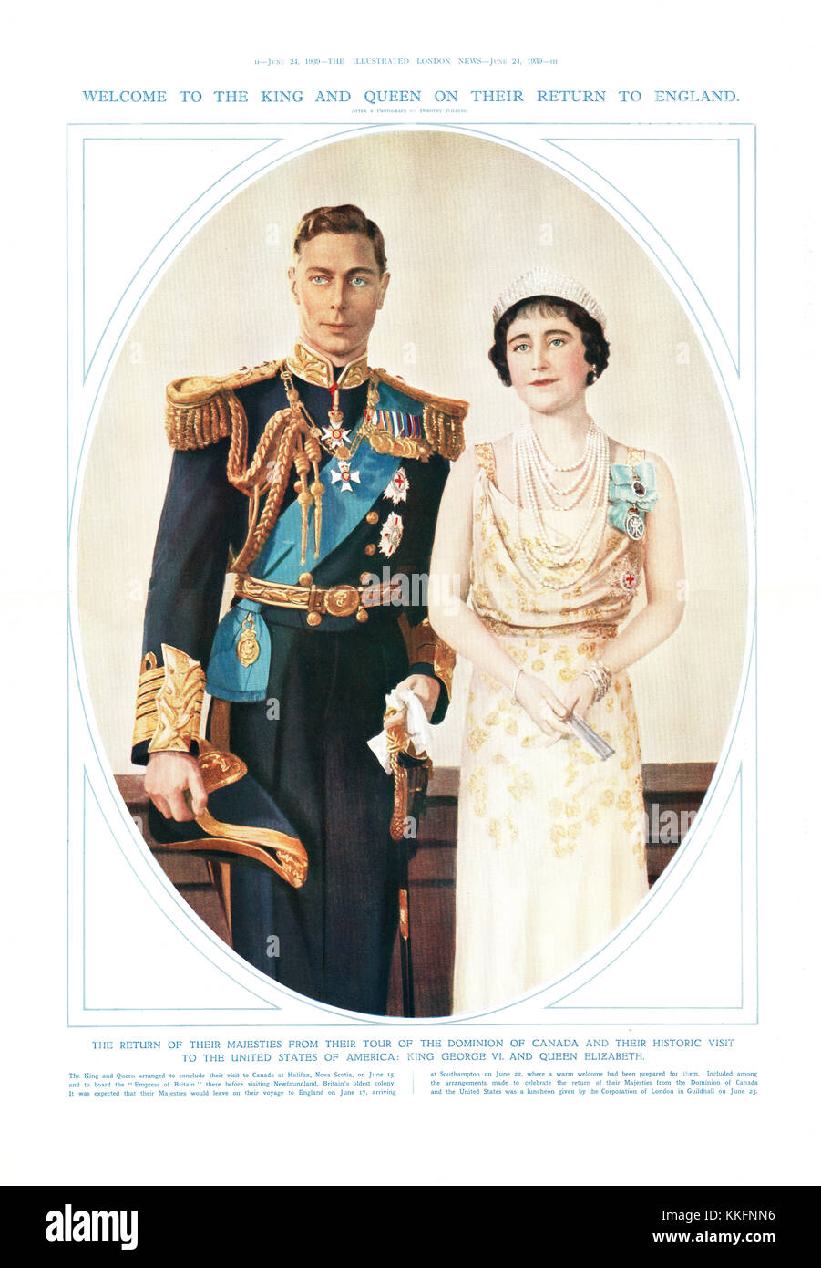 1939 Illustrated London News King George VI and Queen Elizabeth Stock Photo