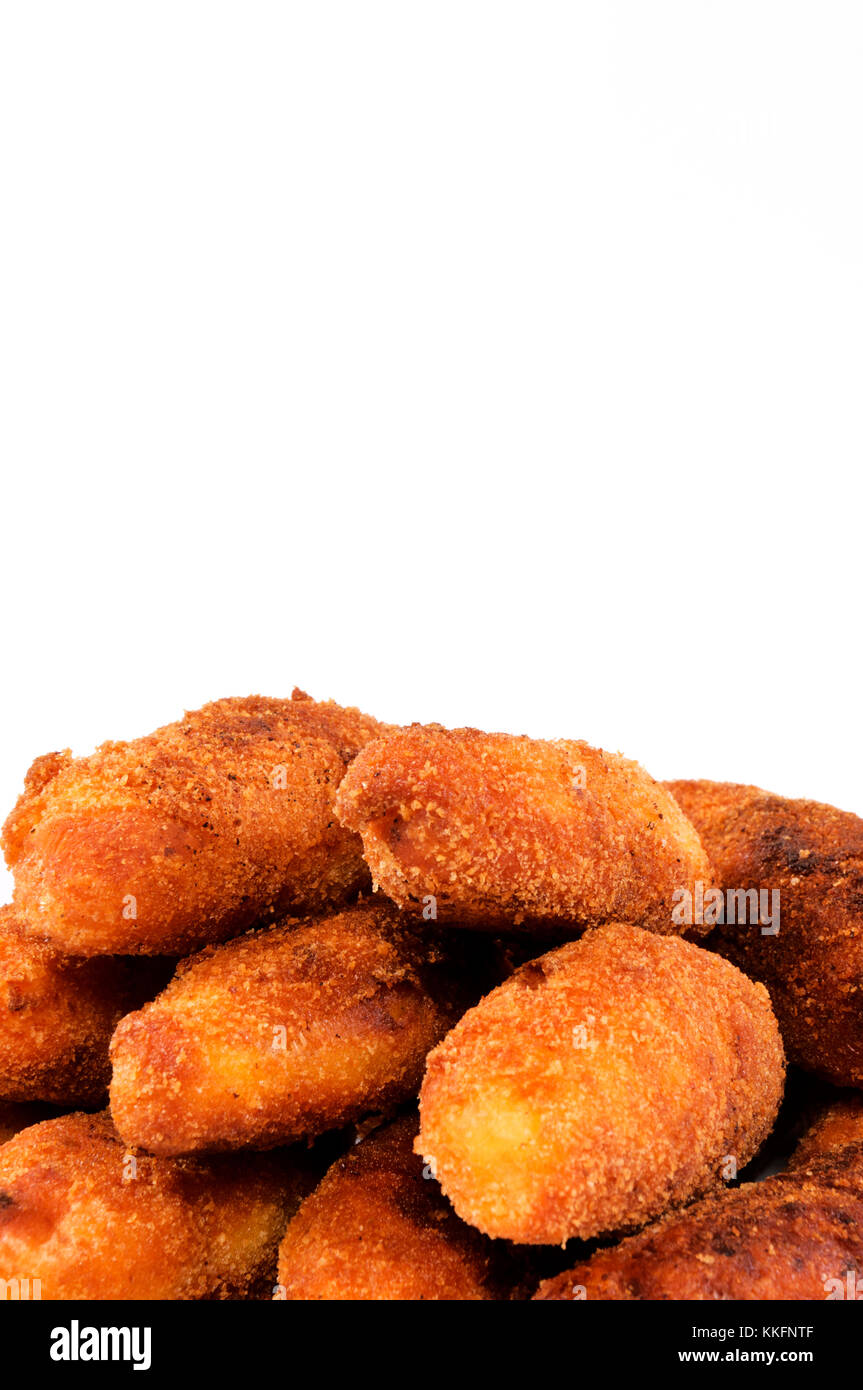 Fried food sticks isolated on white Stock Photo