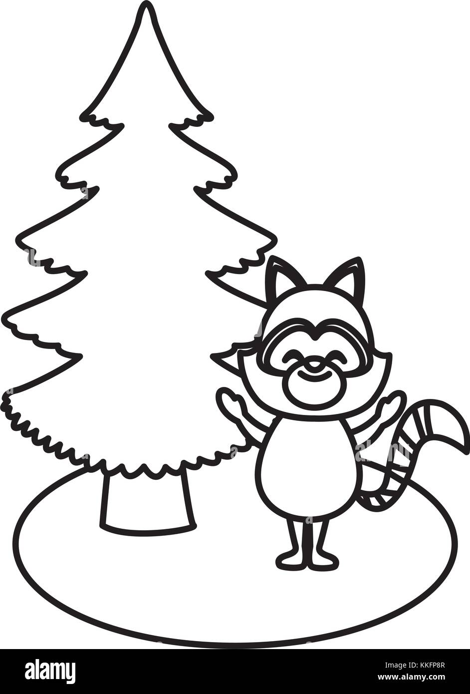 Raccoon with christmas tree Stock Vector Image & Art Alamy