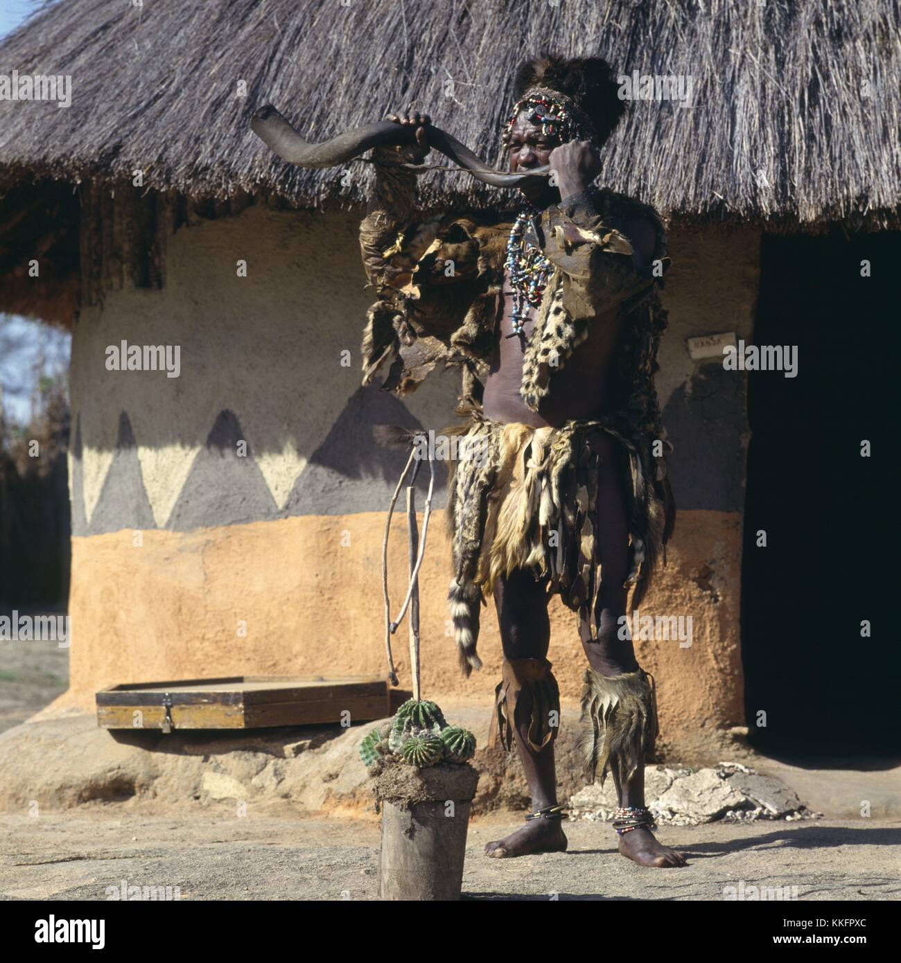 Shaman in an old Karanga village near Greater Zimbabwe, Zimbabwe | usage worldwide Stock Photo