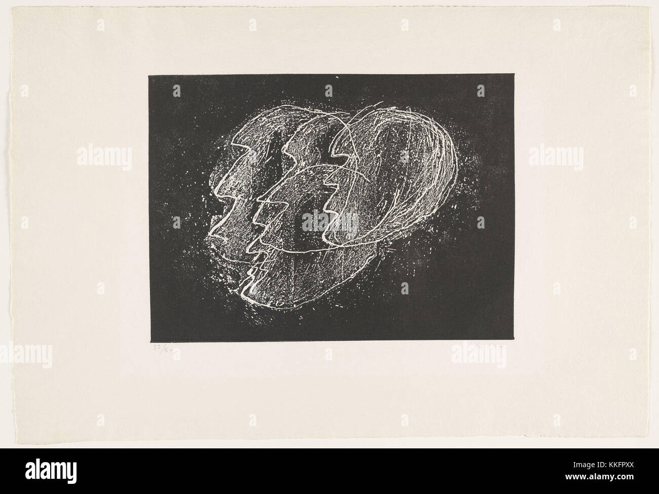 Jean Fautrier. (French, 1898-1964). Otages fond noir (Hostages Black Ground). (1944-47, printed c. 1962). Etching, relief printed, plate: 9 1/4 x 12 9/16' (23.5 x 31.9 cm); sheet: 14 7/8 x 21 15/16' (37.8 x 55.8 cm). Publisher: Édition Couturier, Paris. Printer: Jacques David, Paris. Edition: 50. Arthur B. Stanton Fund. © 2008 Artists Rights Society (ARS), New York / ADAGP, Paris Stock Photo