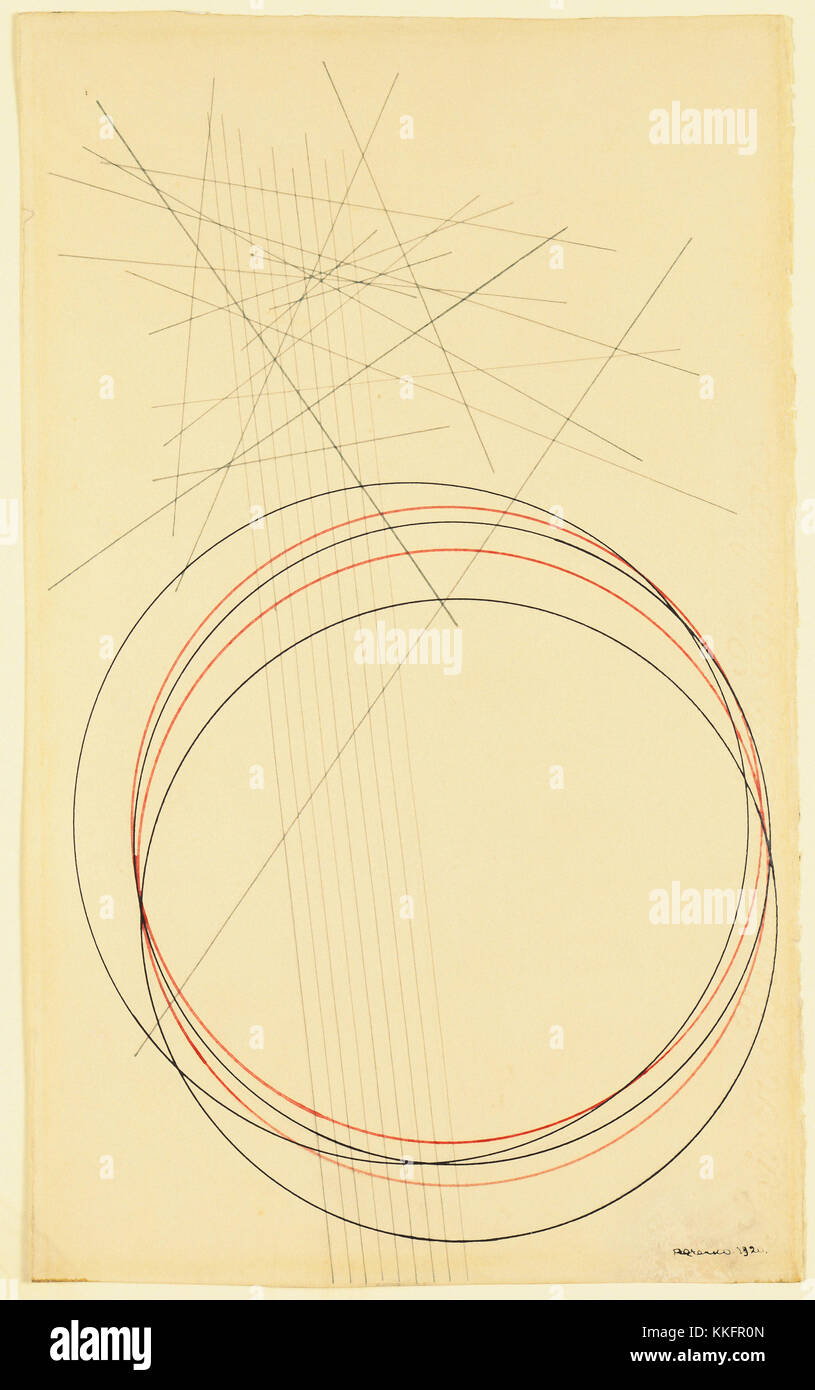Aleksandr Rodchenko. (Russian, 1891-1956). Construction. 1920. Colored ink on paper, 12 3/4 x 7 3/4' (32.4 x 19.7 cm). Given anonymously Stock Photo