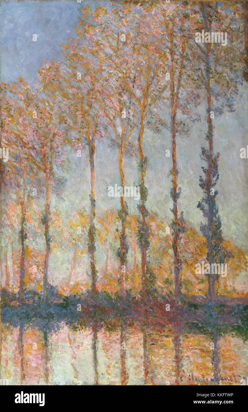 Claude Monet vintage painting of landscape with trees Stock Photo