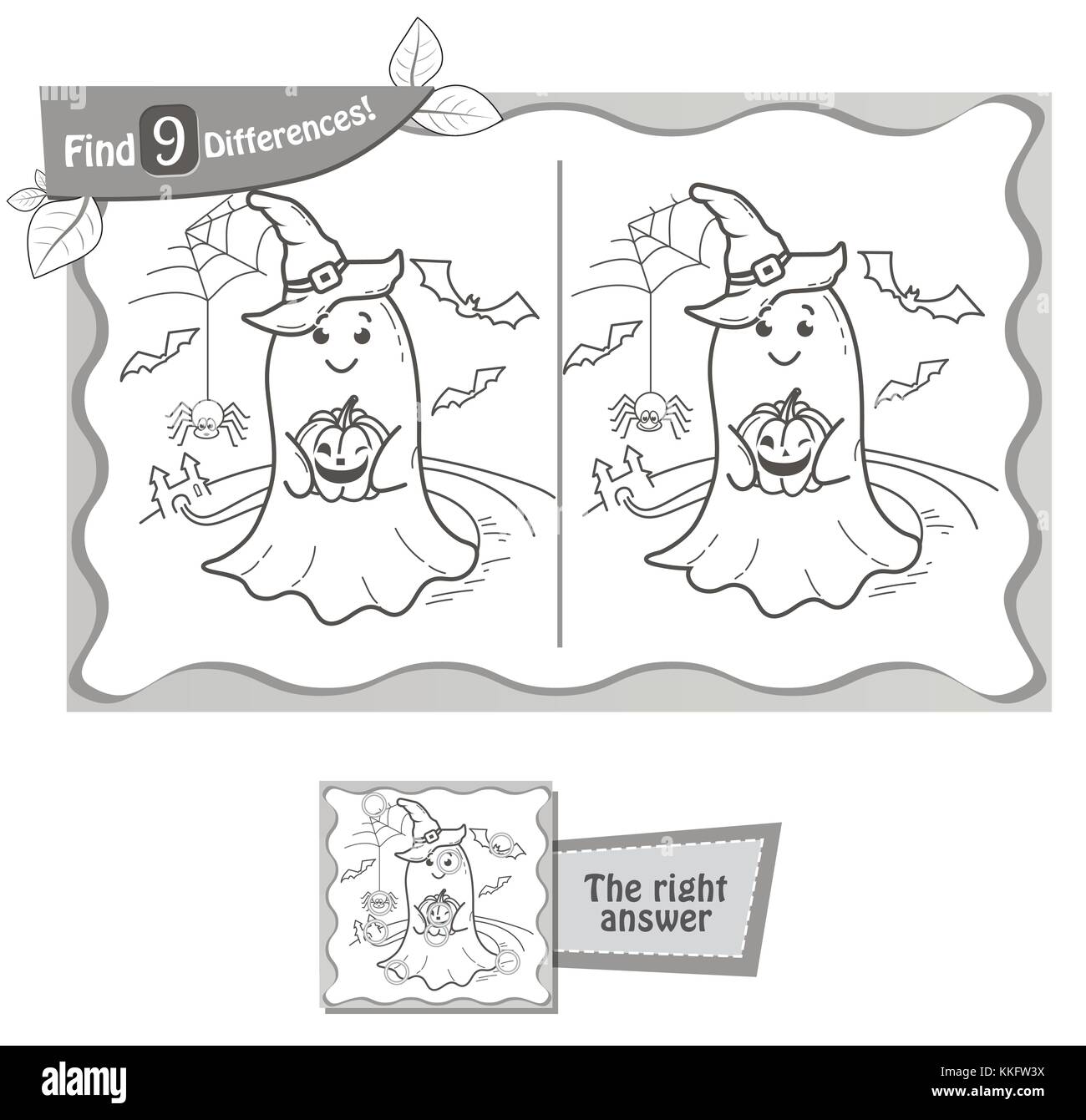visual game for children and adults. Task to find 9 differences in the ...