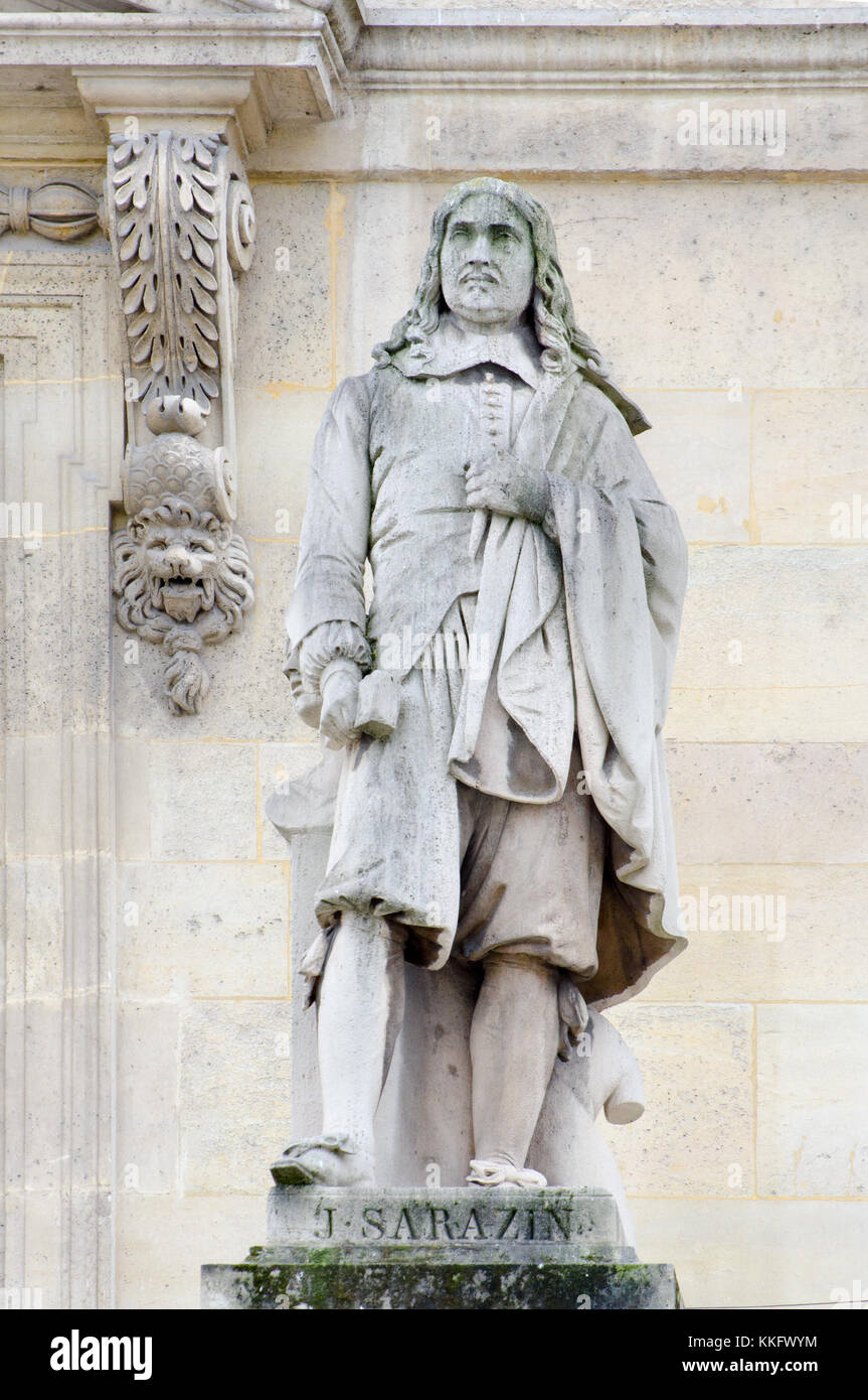 Paris, France. Palais du Louvre. Statue in the Cour Napoleon: Jacques Sarazin / Sarrazin (1588/90 – 1660) French sculptor, Stock Photo