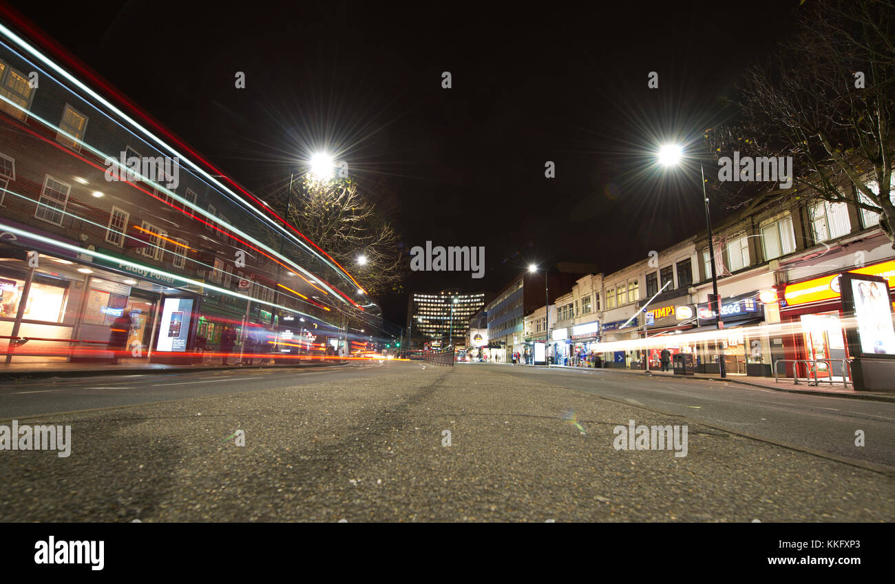 Evening rush hour in Morden town centre at southern end of the Northern Line, London Borough of Merton, 30 November 2017 Stock Photo
