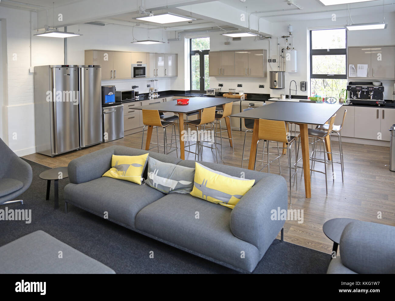 Interior of a smart, teachers staff room in a newly refurbished, West London Primary school Stock Photo