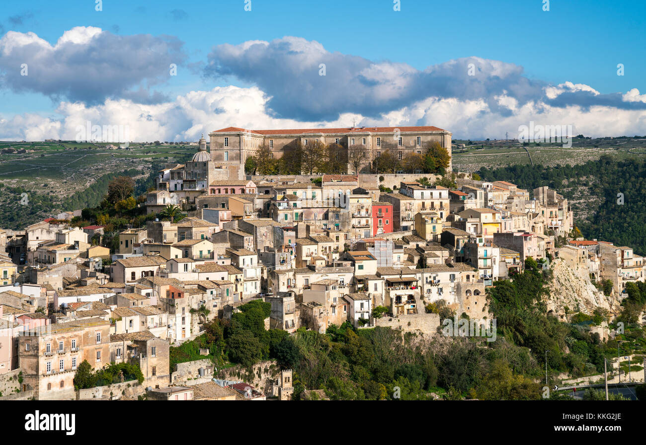 Historic and beautiful Sicilian city Ragusa captured in november 2017.The origins of Ragusa can be traced back to the 2nd millennium BC.In 1693 Ragusa Stock Photo