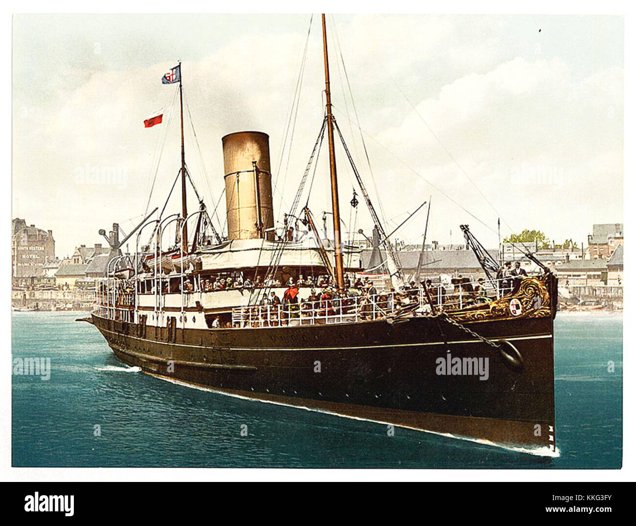 a vintage photo of a steam ship Stock Photo Alamy