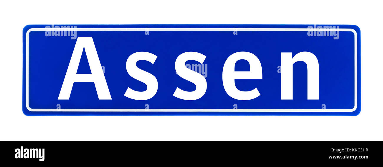 City limit sign of Assen, The Netherlands isolated on a white background Stock Photo