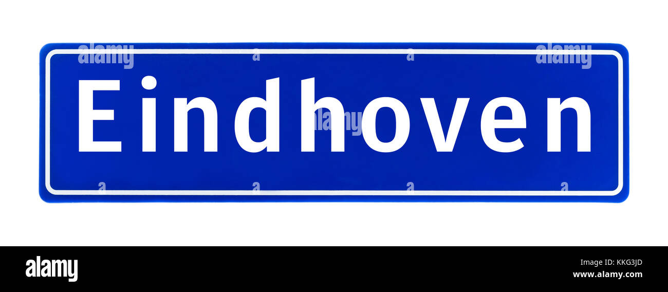 City limit sign of Eindhoven, The Netherlands isolated on a white background Stock Photo