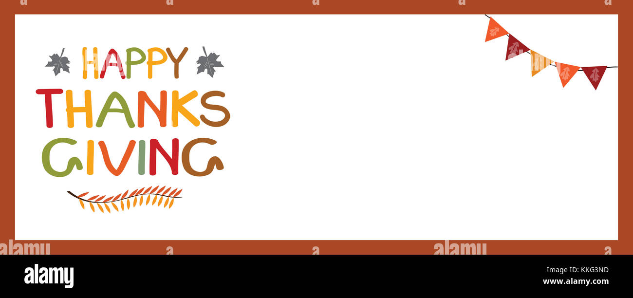 Happy Thanksgiving Banner Template With Decoration Stock Photo