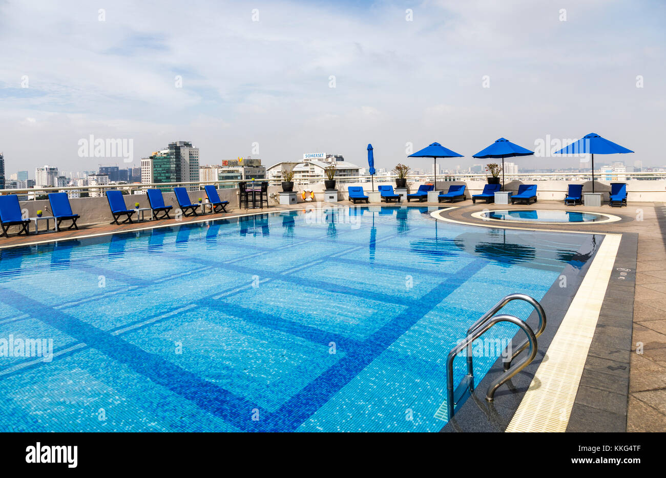 Rooftop openair swimming pool of the Sofitel Saigon Plaza Hotel with