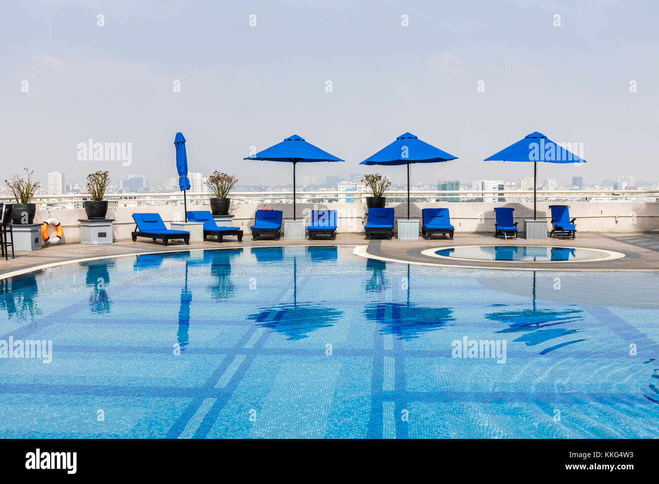 Rooftop openair swimming pool of the Sofitel Saigon Plaza Hotel with