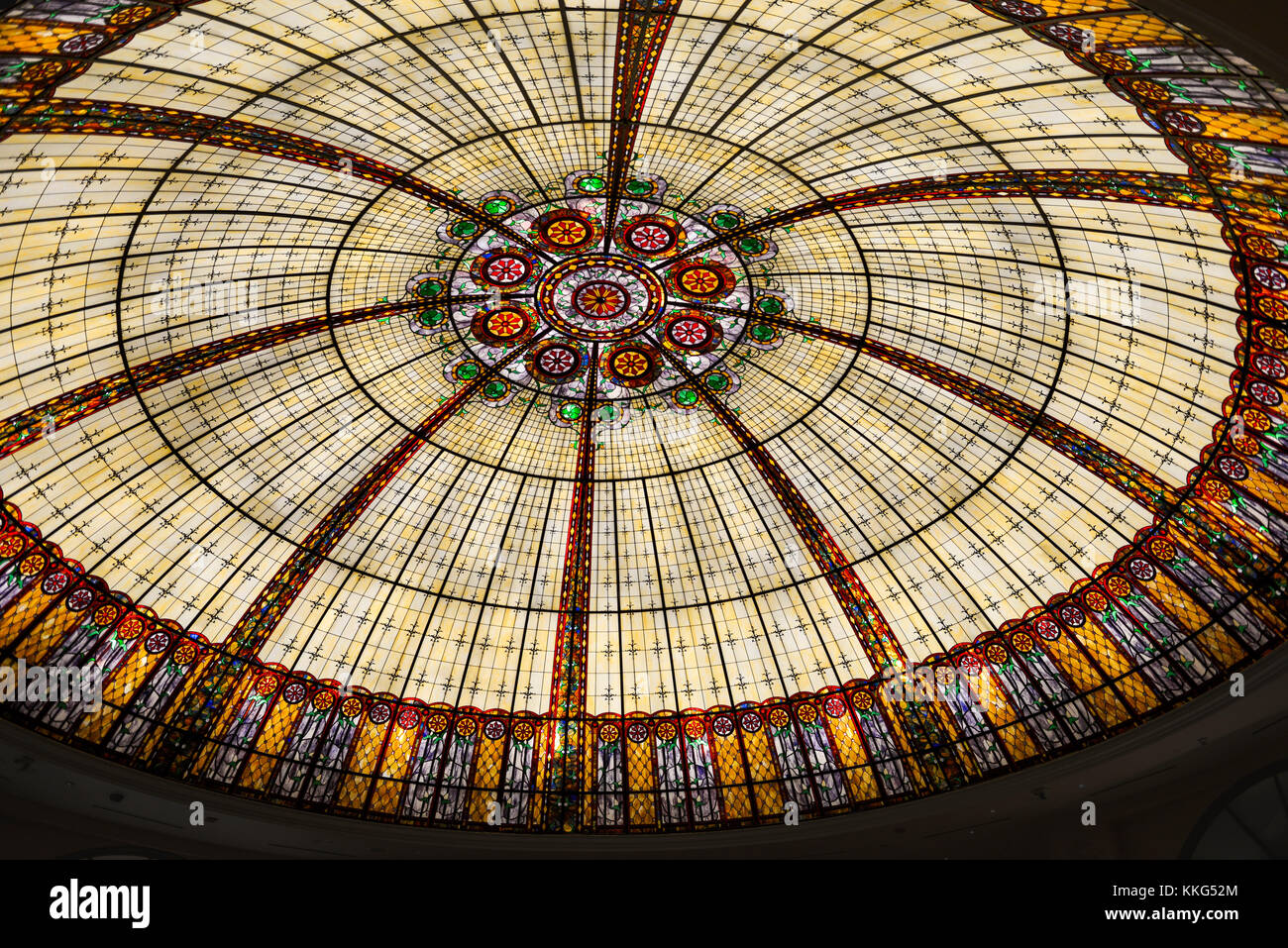 Stained glass dome ceiling in the Paris Resort and Casino in Las Vegas, Nevada Stock Photo