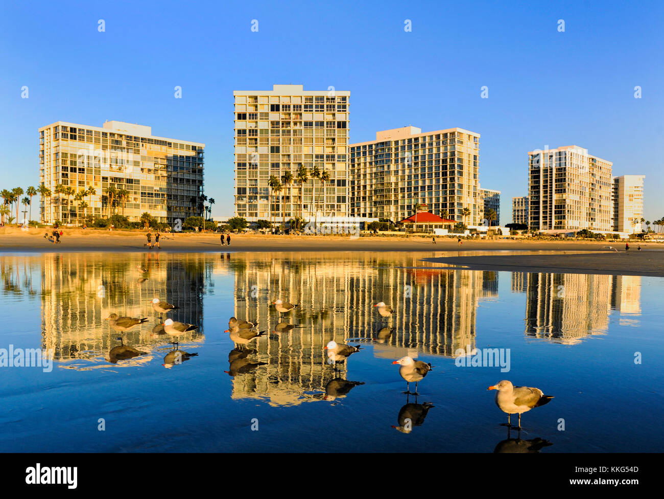 hotels and condominiums on the beach at Coronado Island, San Diego, California Stock Photo