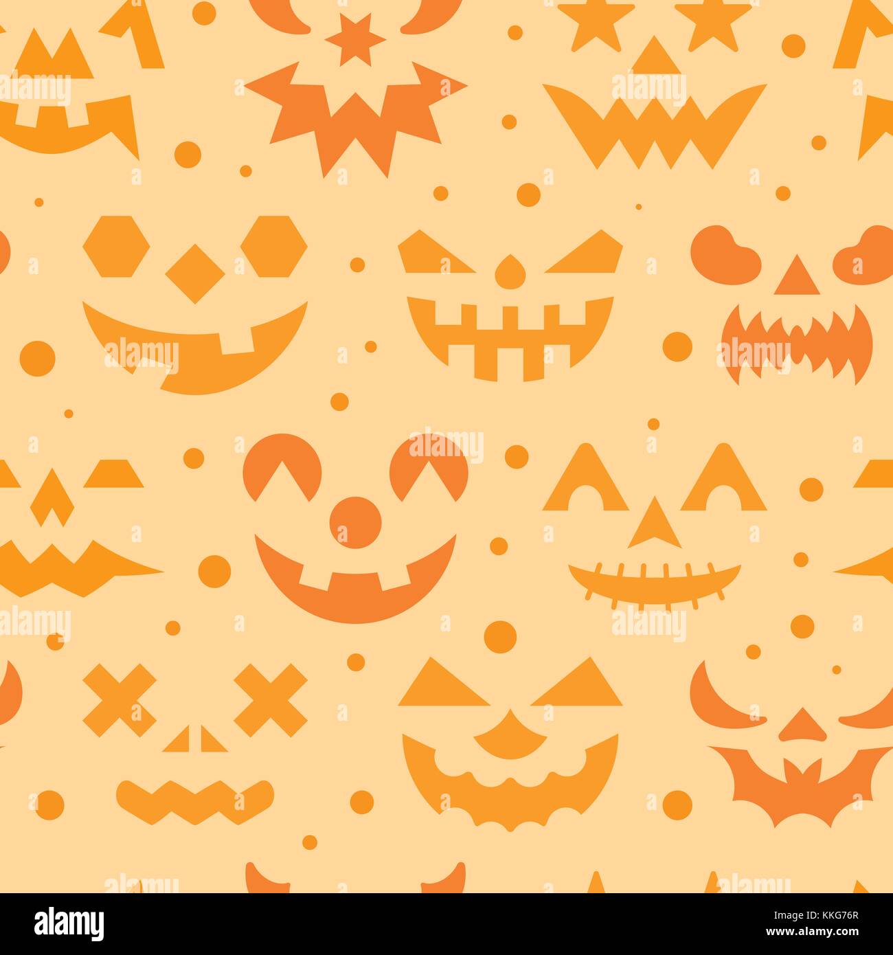 Halloween seamless pattern. Vector horror face illustration. Evil scary spooky eyes, angry ghost teeth background. Season celebration symbol. Print, w Stock Vector