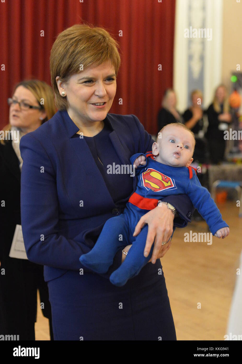 Scotland's First Minister Nicola Sturgeon attends a celebration event to celebrate NHS Tayside having supported more than 1,000 women through Family Nurse Partnership programme at the Caird Hall in Dundee.  Featuring: Nicola Sturgeon Where: Dundee, Scotland, United Kingdom When: 30 Oct 2017 Credit: Euan Cherry/WENN.com Stock Photo
