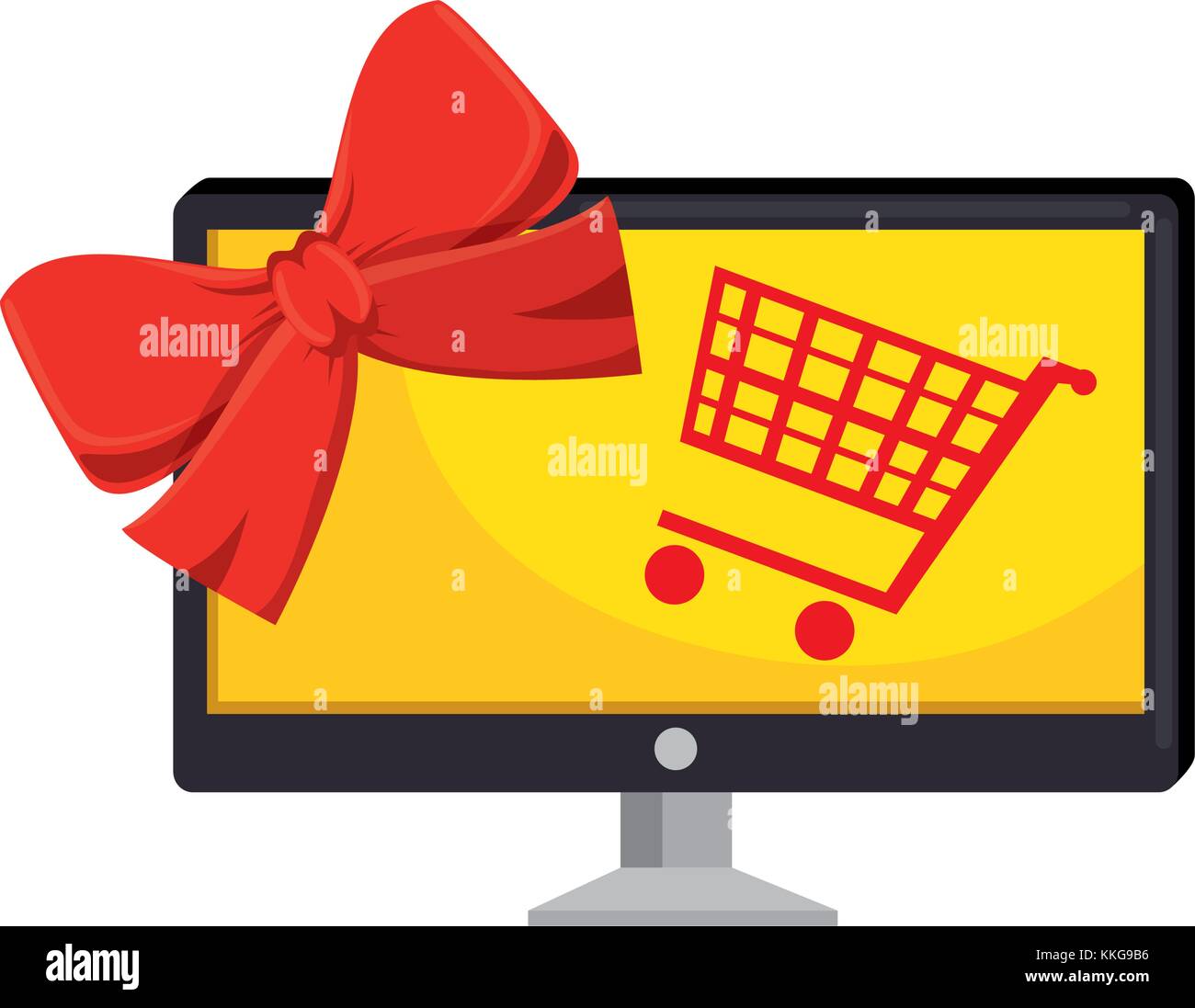 monitor computer with shopping cart vector illustration Stock Vector ...