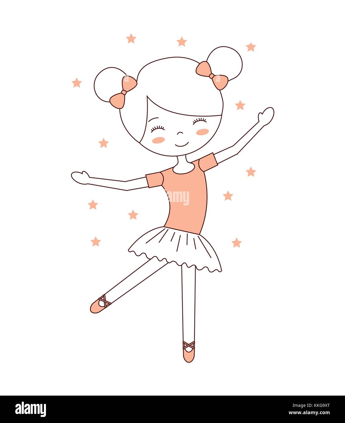 ballet little girl dancing with stars decoration vector illustration