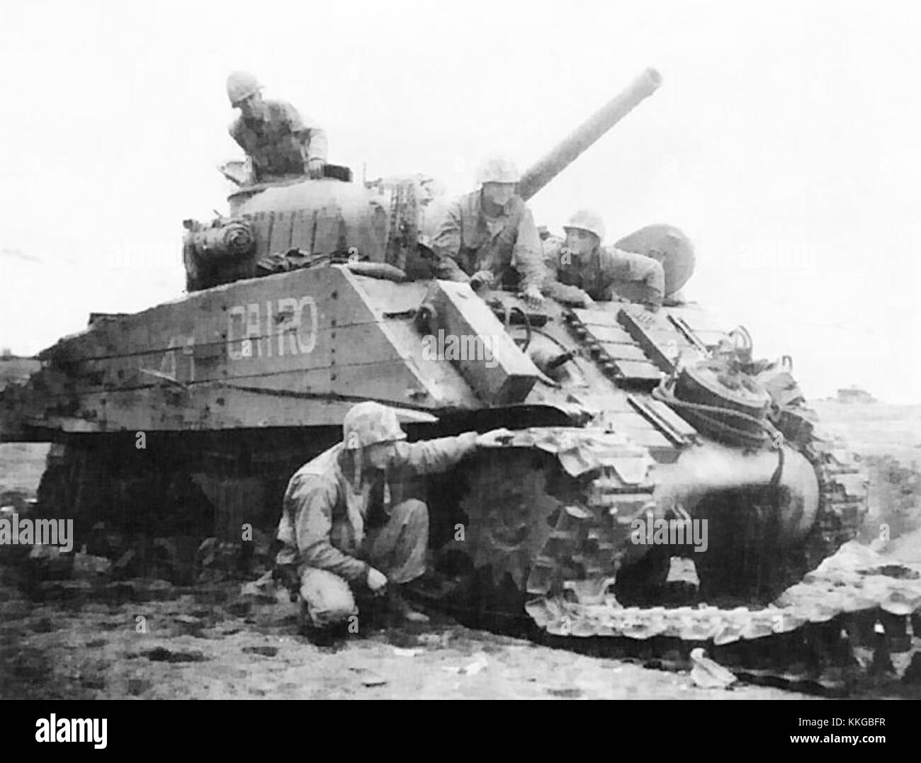 Tank disabled by a land mine Stock Photo - Alamy