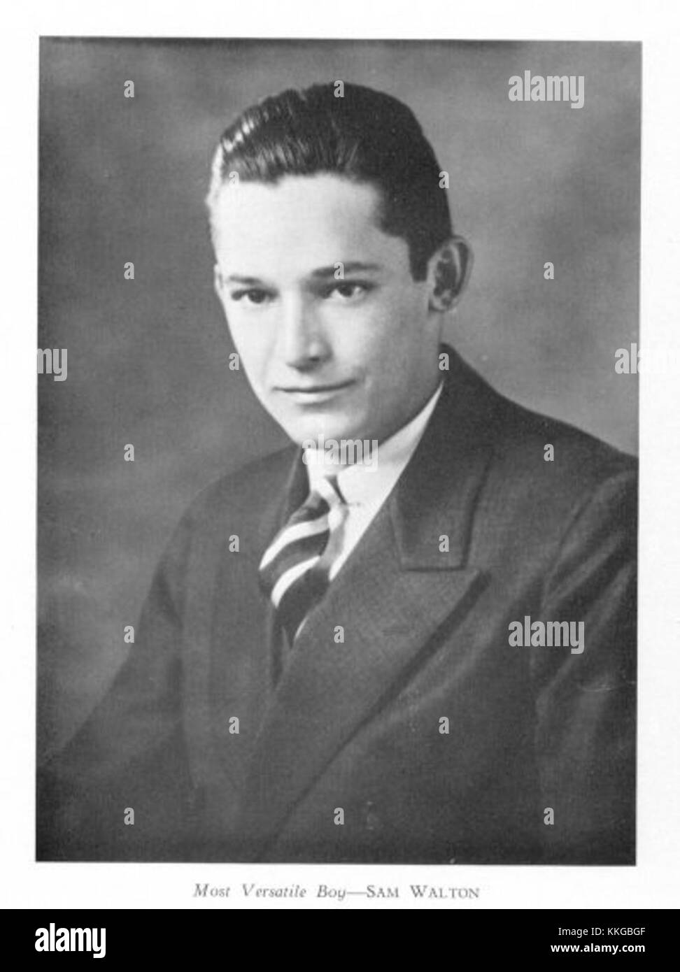 Sam Walton, the American entrepreneur and founder of Walmart, photographed in 1936. Walton revolutionized retail, establishing one of the largest retail chains in the world, with a focus on low prices and customer service. Stock Photo