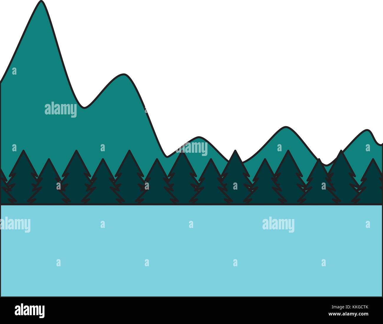natural mountains with tree pines forest landscape Stock Vector Image ...