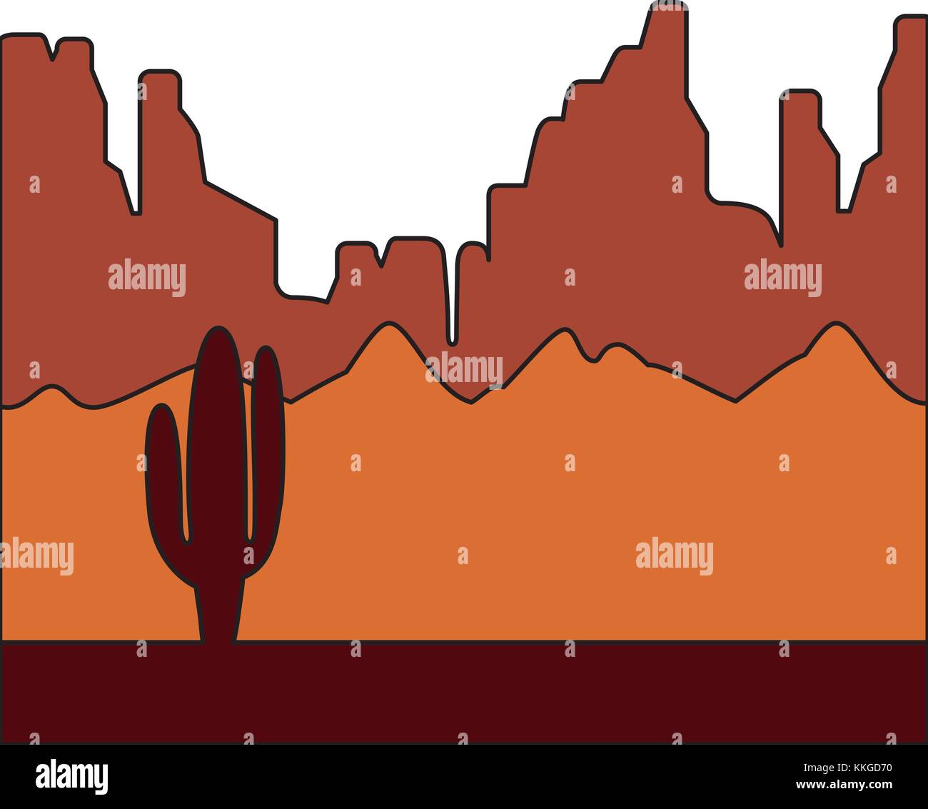 desert landscape with cactus and mountains Stock Vector Image & Art - Alamy