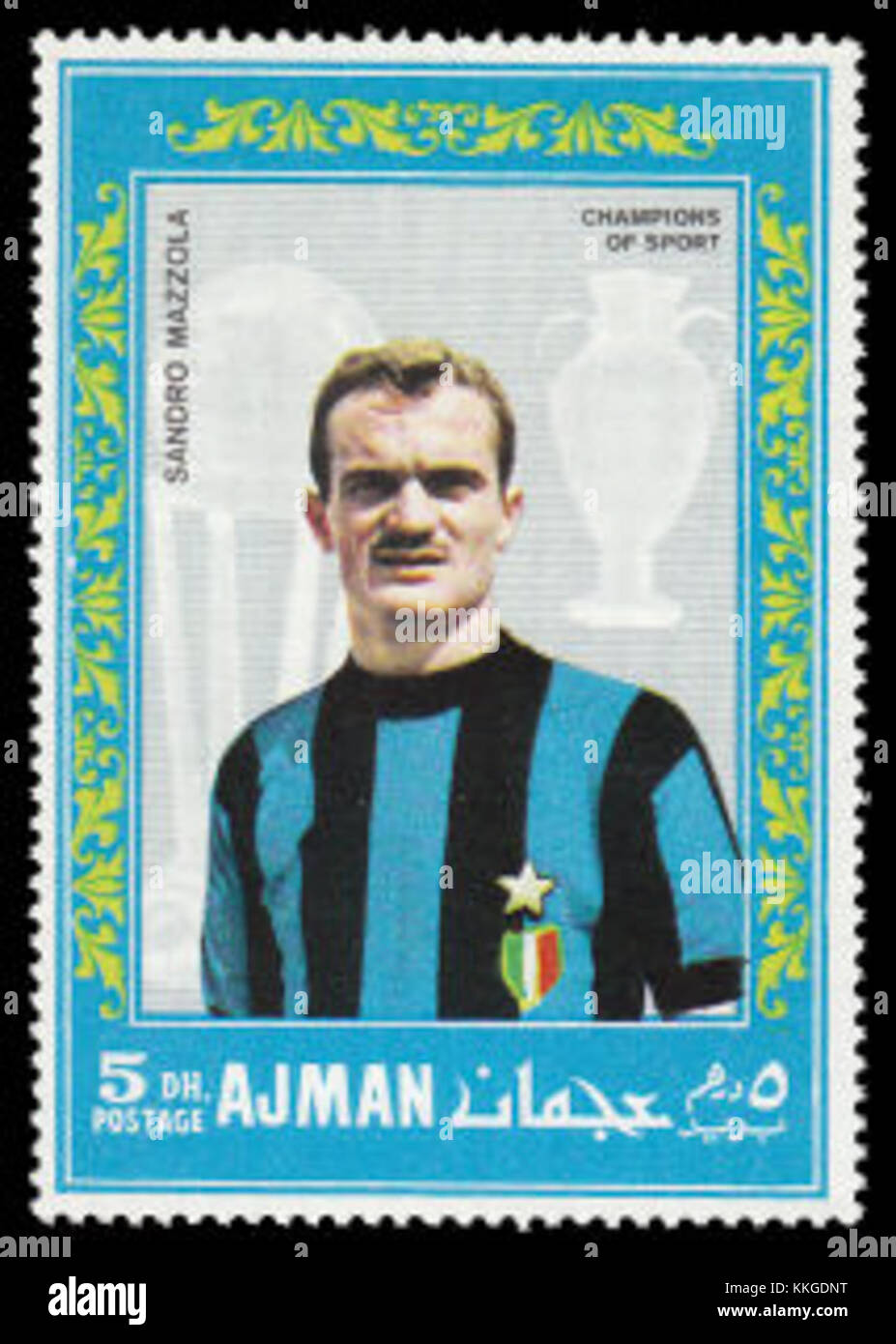 Ajman 1968-08-25 stamp - Sandro Mazzola Stock Photo