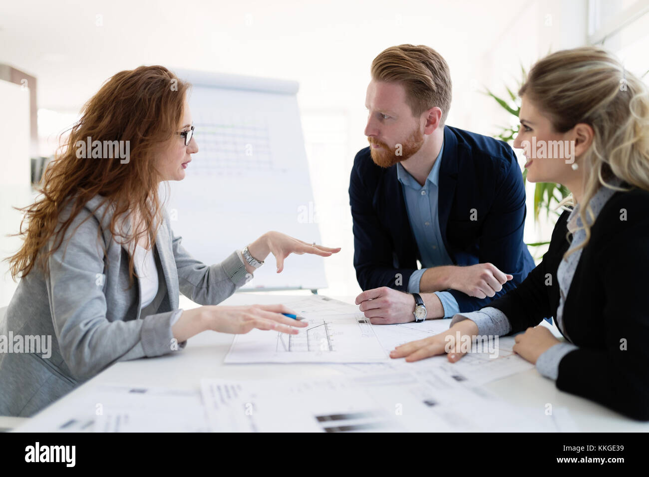 Team of architects working together on project Stock Photo